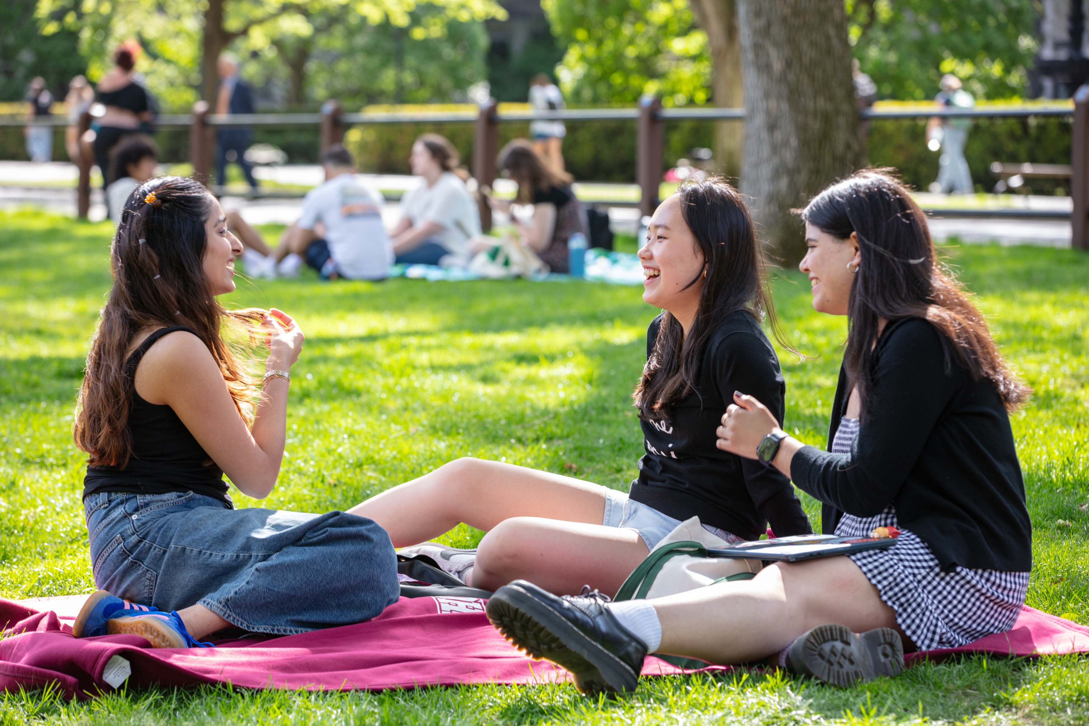 students sitting on blanket on Edwards Parade