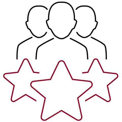 Three individuals with stars in front of them