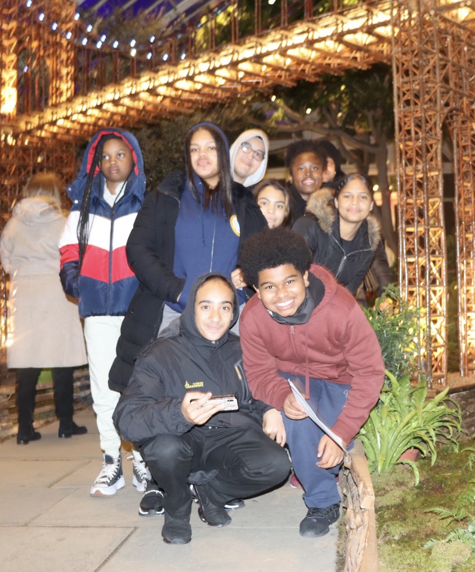 Highbridge Voices students at the NY Botanical Garden Holiday train show