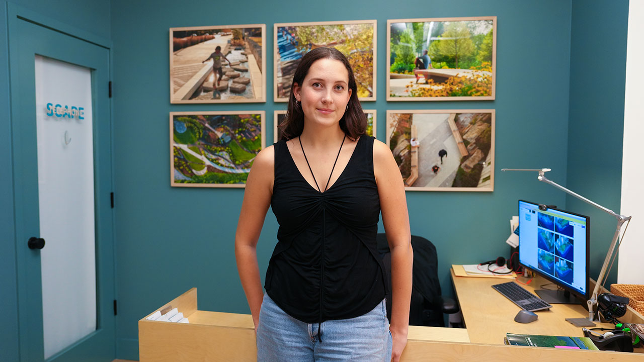 Amelia Medved poses at SCAPE office in Manhattan.