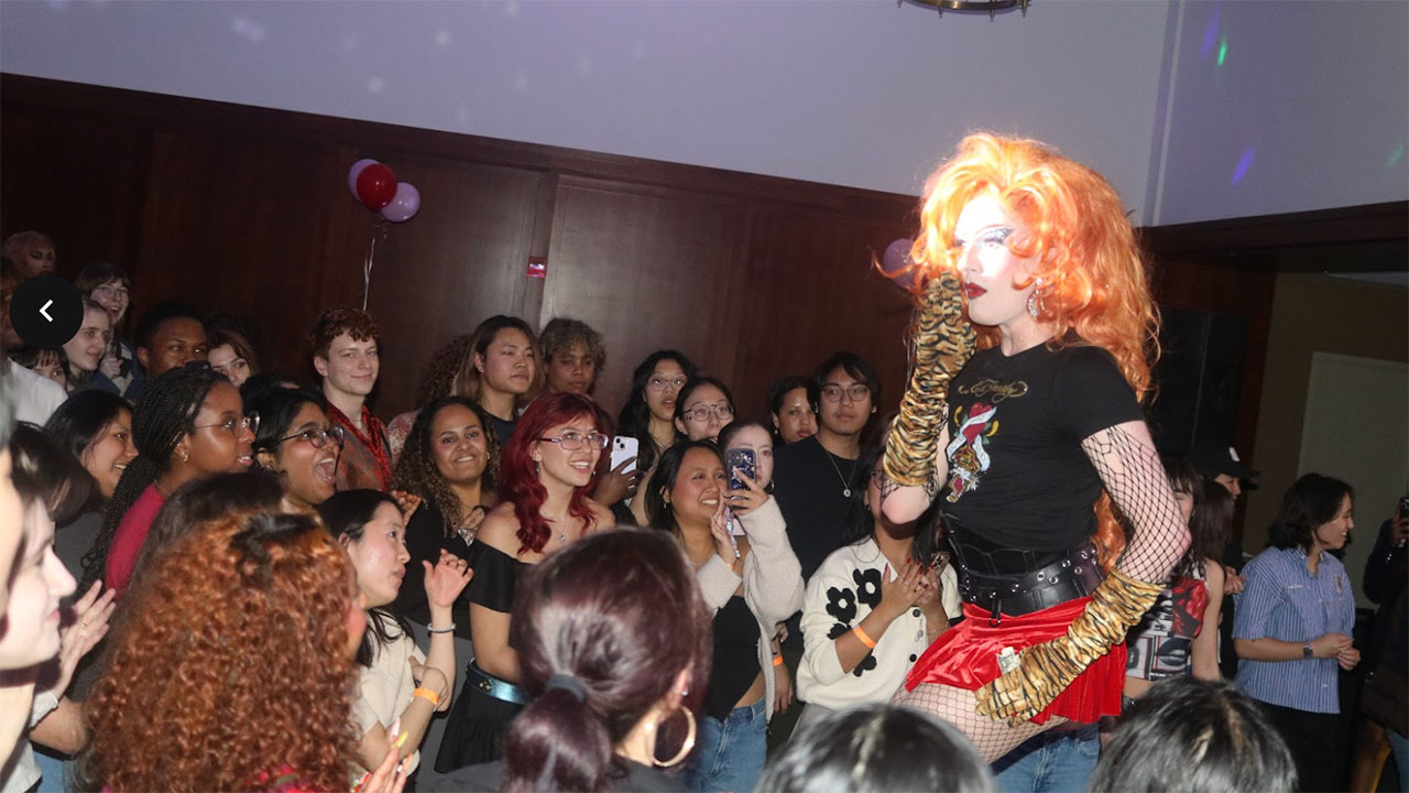 Students watch a performance at the annual Drag Show.