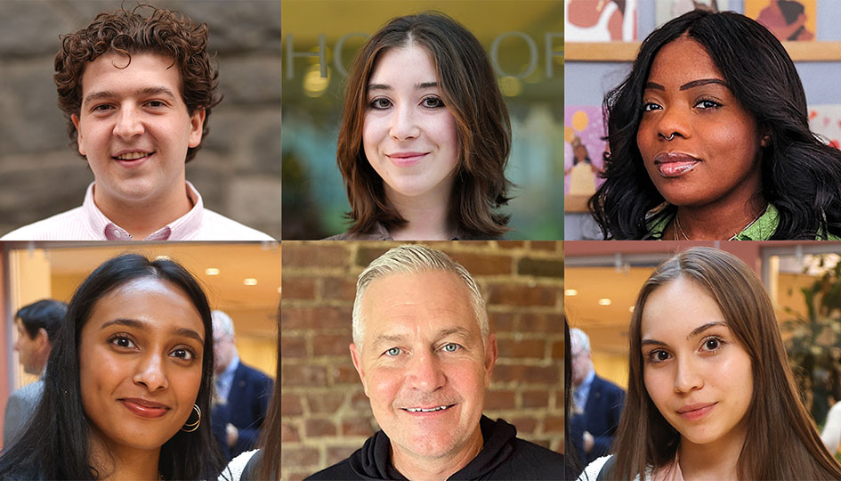 Six headshots of happy people