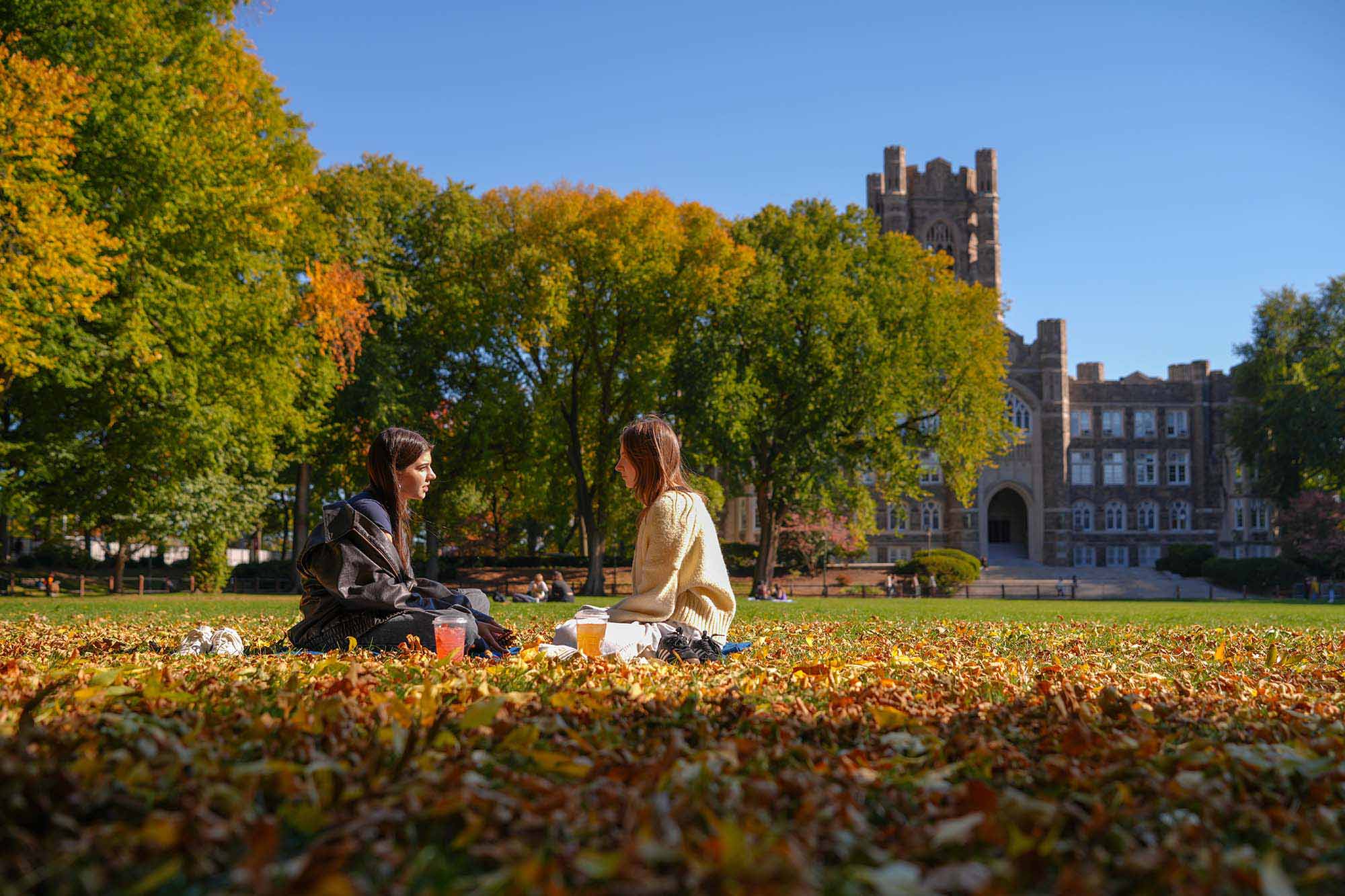 Students on Edwards Parade in Fall