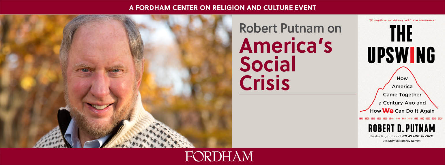 Photo of author-scholar Robert Putnam and cover of his book, 