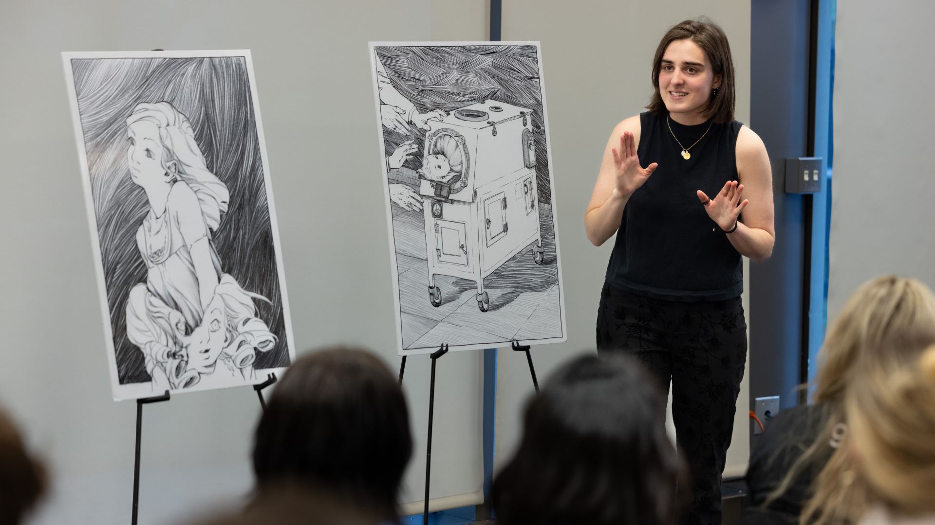 2023-2024 Duffy Fellow Madison Morris discussing her graphic novel, Every Creeping Thing