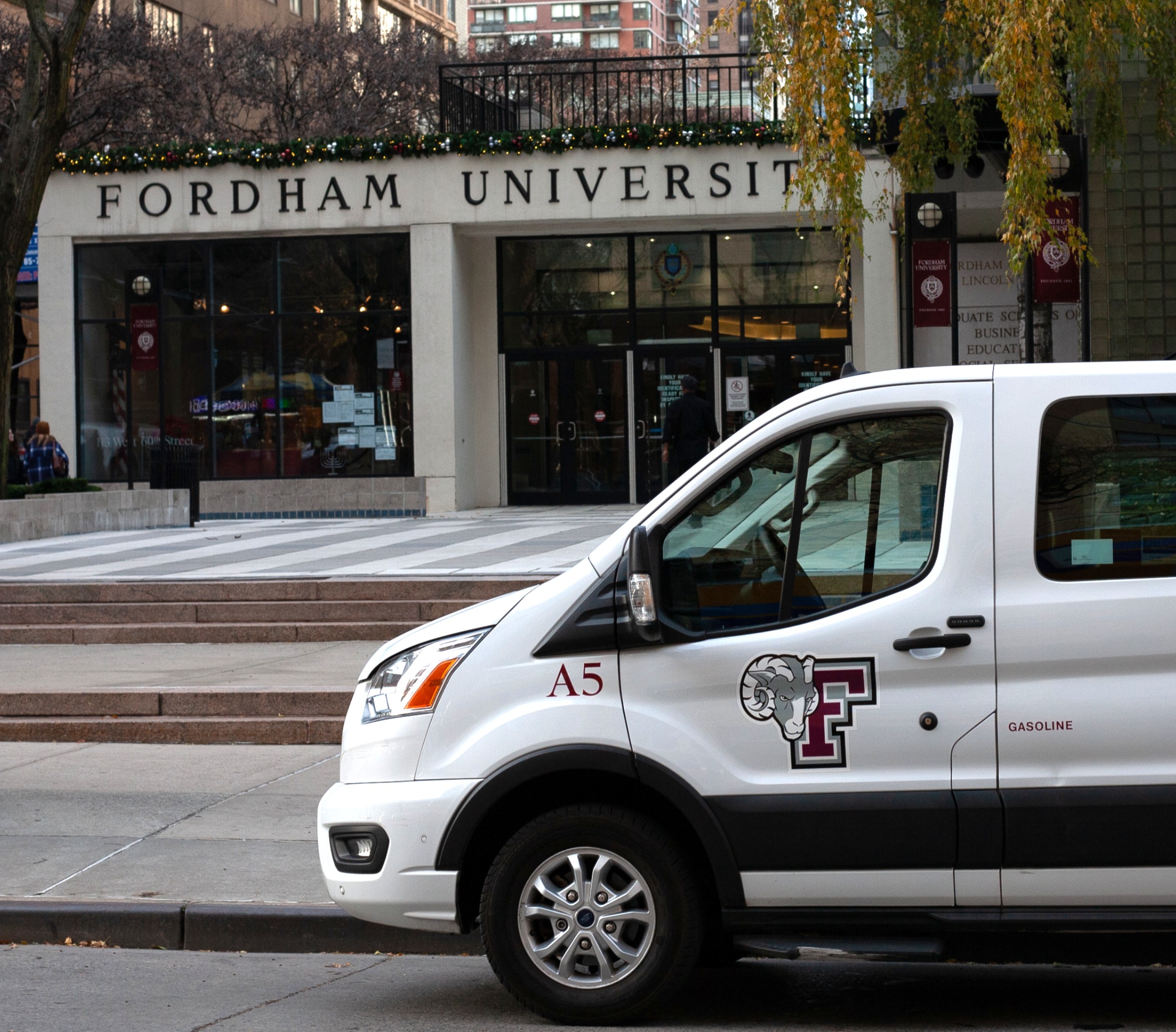 A Ram Van in front of Fordham University Lincoln Center