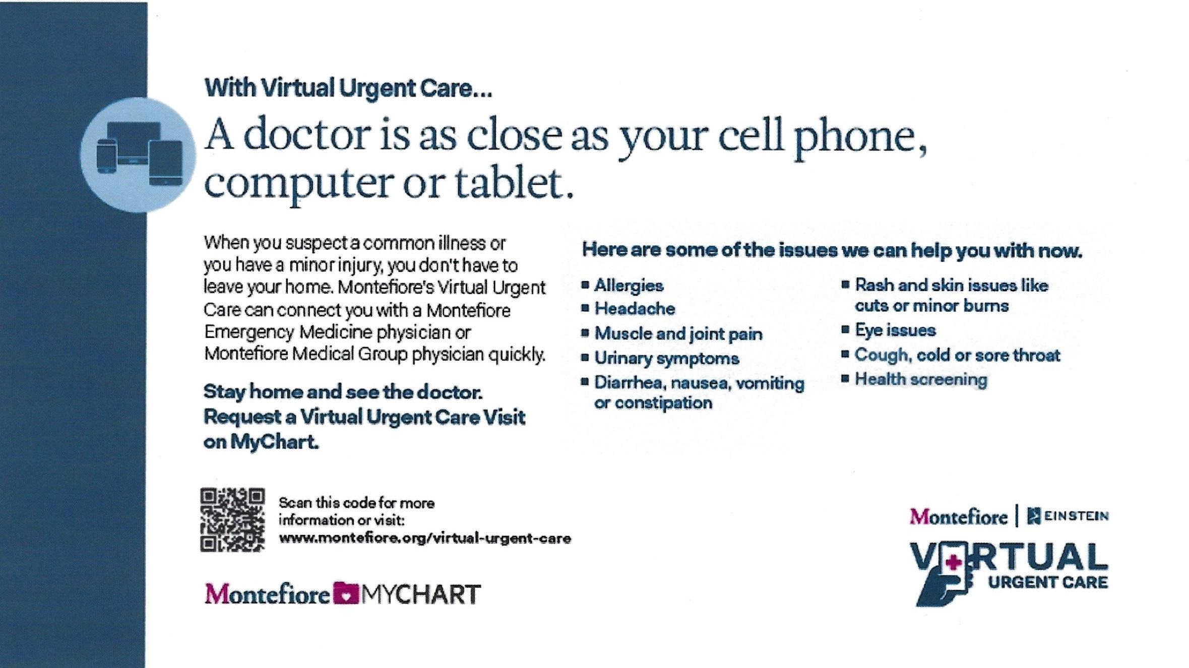 Request a Virtual Care Visit on Montefiore MyChart